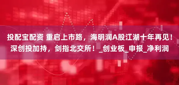 投配宝配资 重启上市路,海明润A股江湖十年再见!深创投加持,剑指北交所!_创业板_申报_净利润